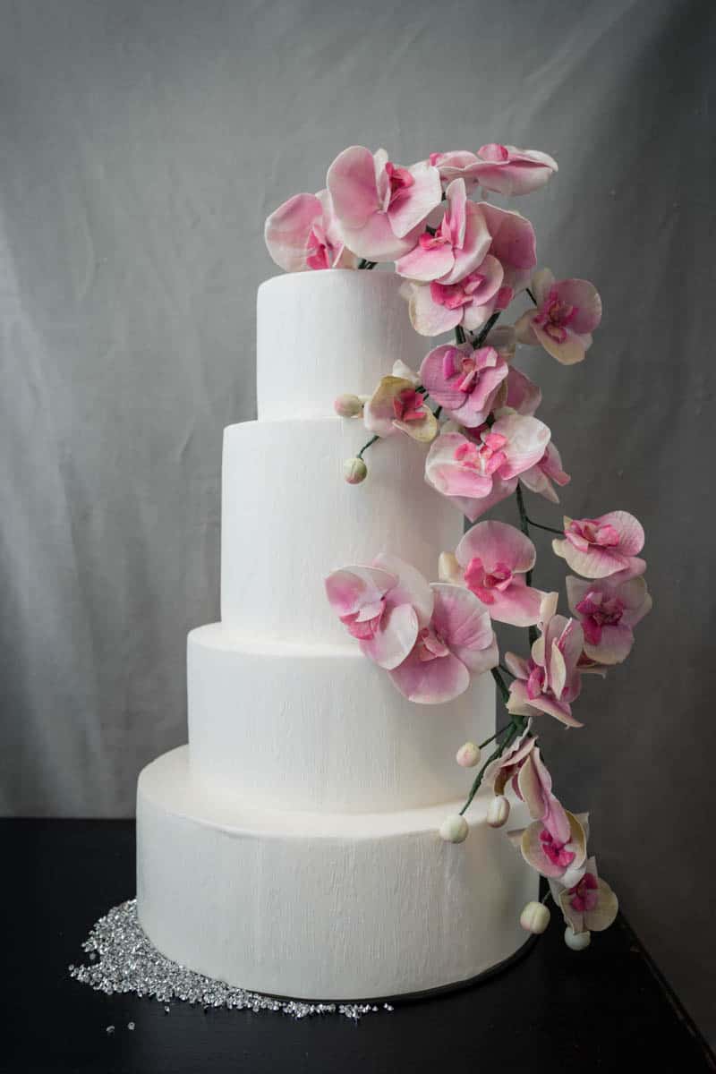 Lush Pink Orchid Tuscan Wedding Cake