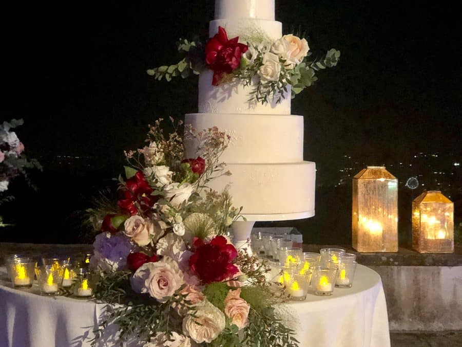 Luxurious Floral Wedding Cake at Villa di Maiano