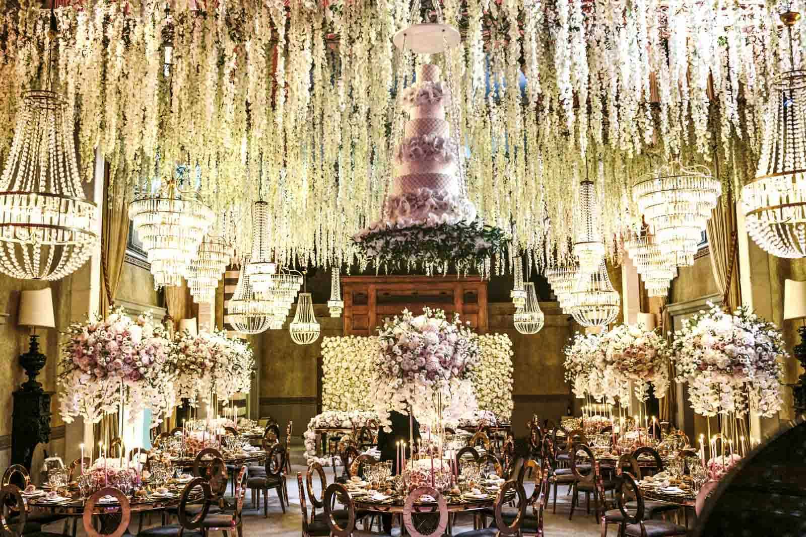 Extravagant Four Seasons Hanging Wedding Cake